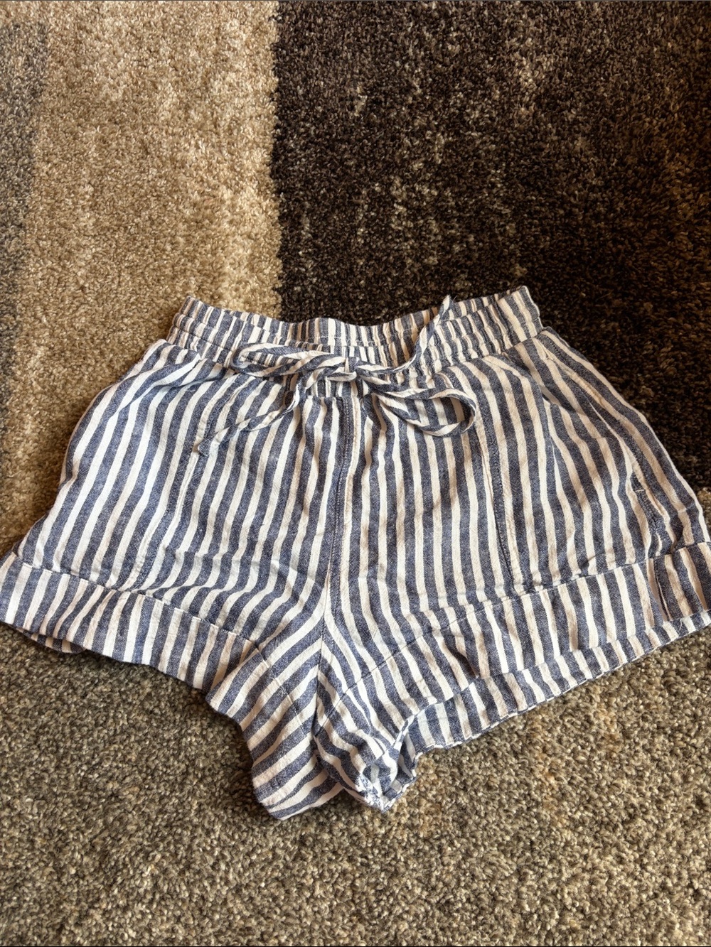 Universal Thread Navy and White Striped High-Waist Tie-Front Shorts